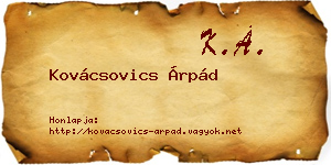 Kovácsovics Árpád névjegykártya
